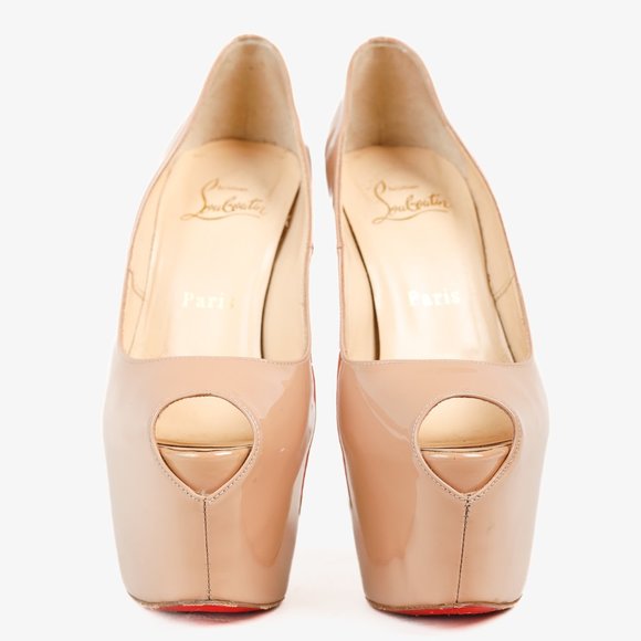 Christian Louboutin Patent Daffodile Peep Toe 160 Pumps, Sz 5.5 - Picture 2 of 9